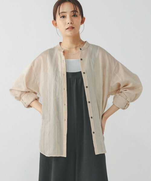 GLOBAL WORK アソート柄シアーシャツ