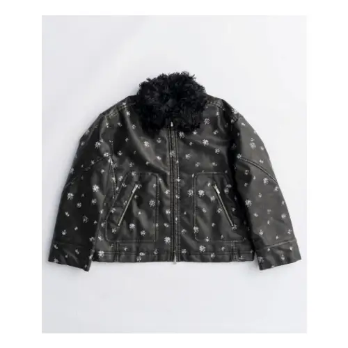 MAISON SPECIAL 2way Collar Small Flower Vegan Leather Blouson