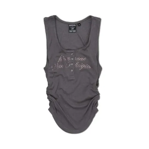 NOMANUAL NO RELIGION SHIRRING SLEEVELESS TEE