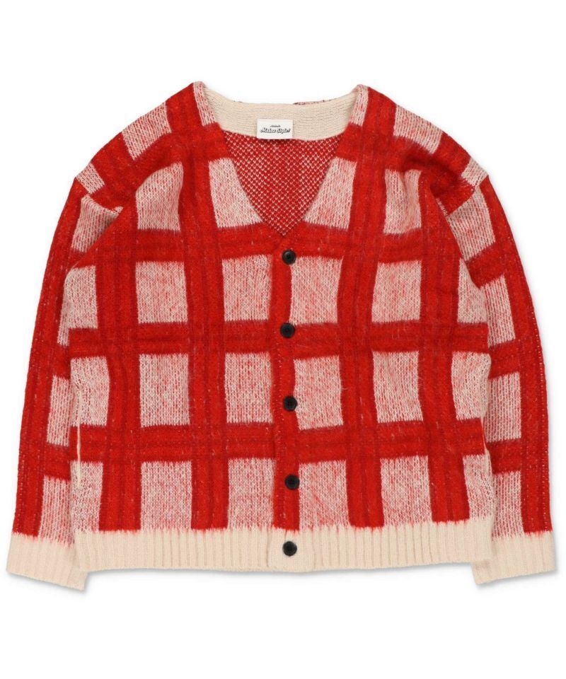SPINNS 【ゆったりシルエット】フェイクモヘアカーディガン/チェック