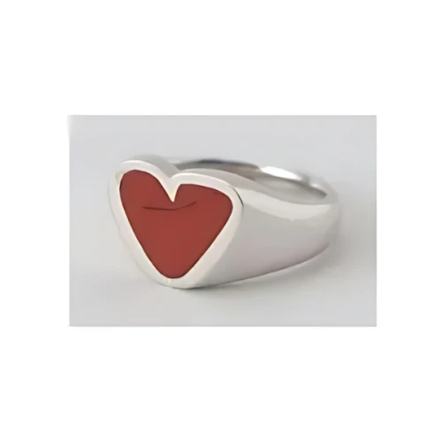 PREEK HOW RAW ROUGH HEART RED JASPER STONE RING