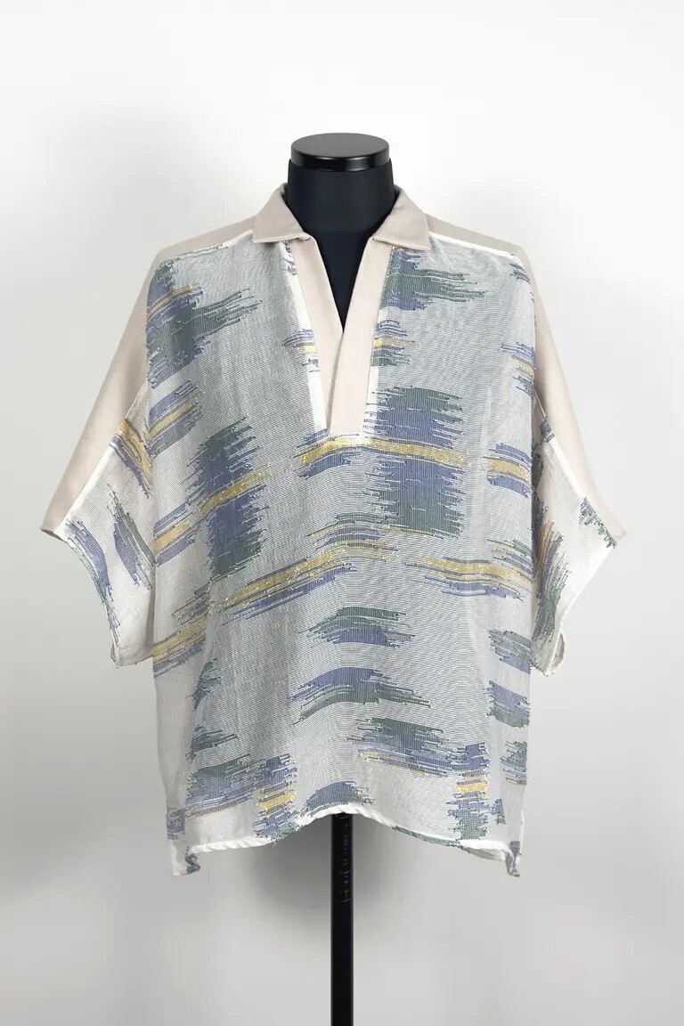 meagratia Mesh skipper collar SH / メッシュ スキッパーカラー シャツ