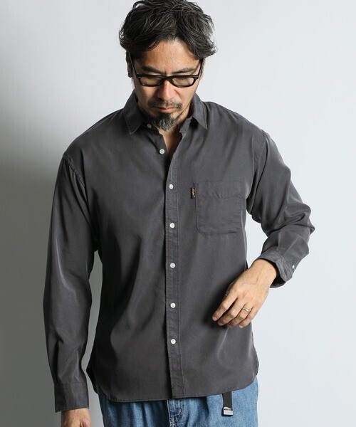The DUFFER of ST.GEORGE TENCEL POLYESTER FIBRIL REGULAR COLLAR SHIRT