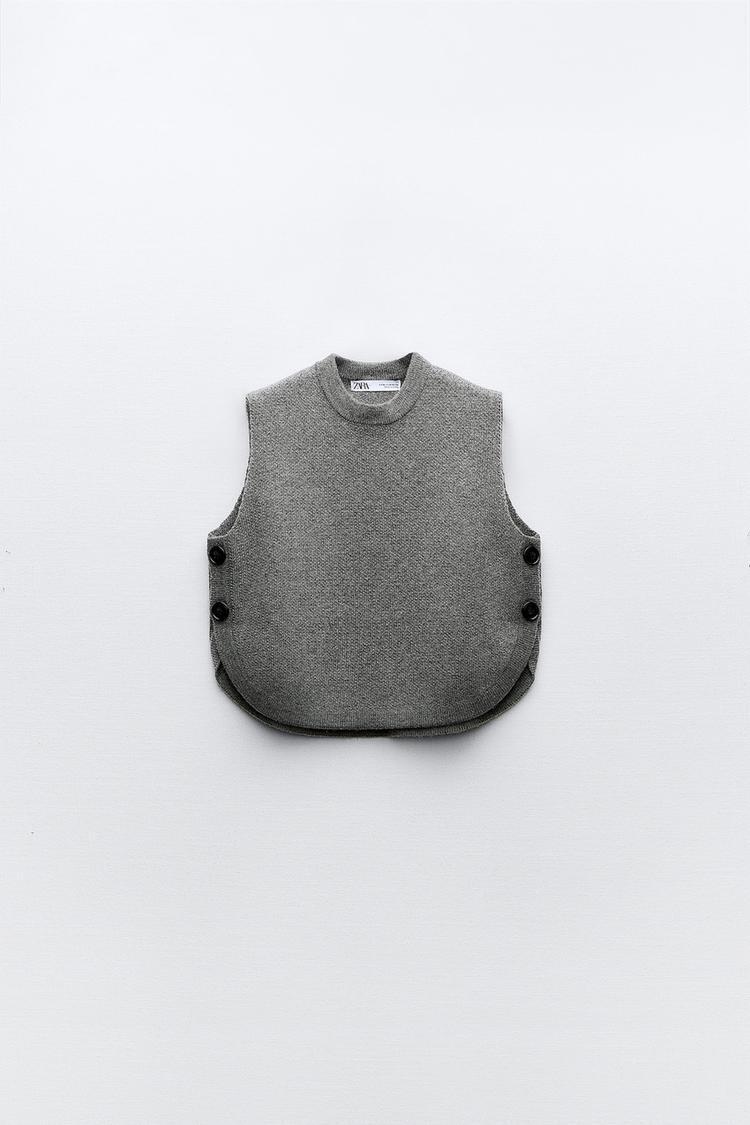 ZARA ボタン クロップド ニットベスト