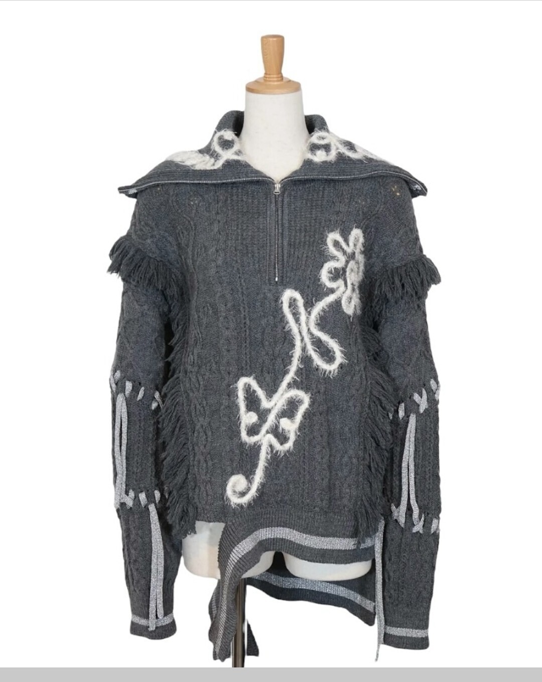 rurumu: Sailor Collar Half Zip Up Sweater