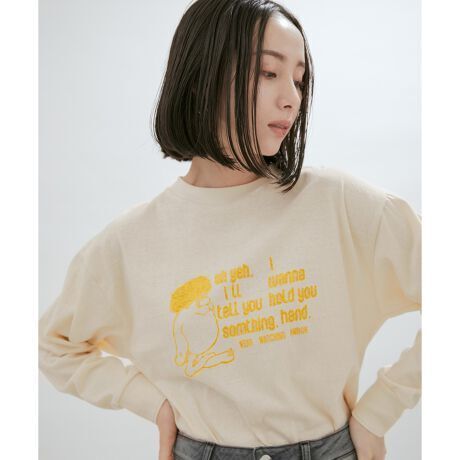 SALON adam et rope' AmericanaクルーネックプリントロングＴシャツ