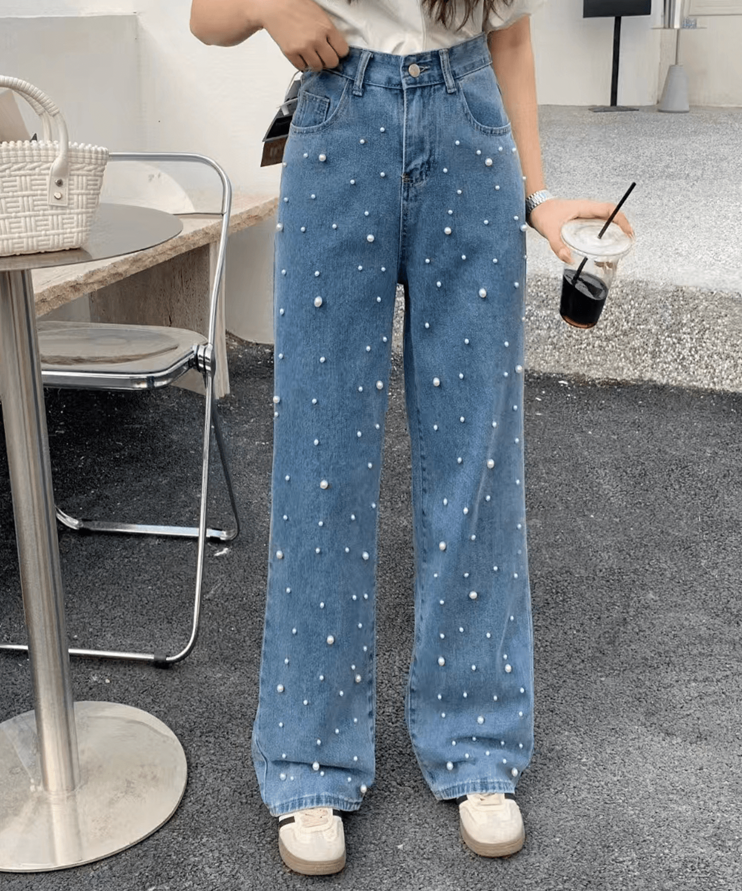 fav store remelulu  パールデニムパンツ