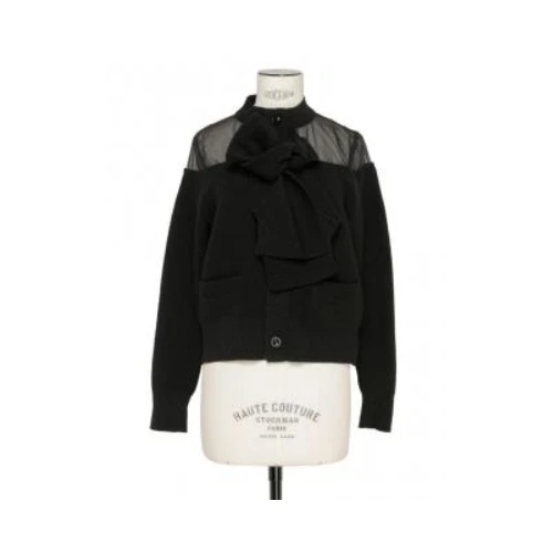 sacai Chiffon Mix Wool Knit Cardigan
