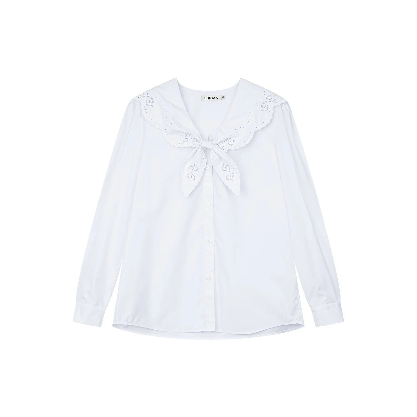 UOOYAA Eyelet embroidery sailor collar shirt