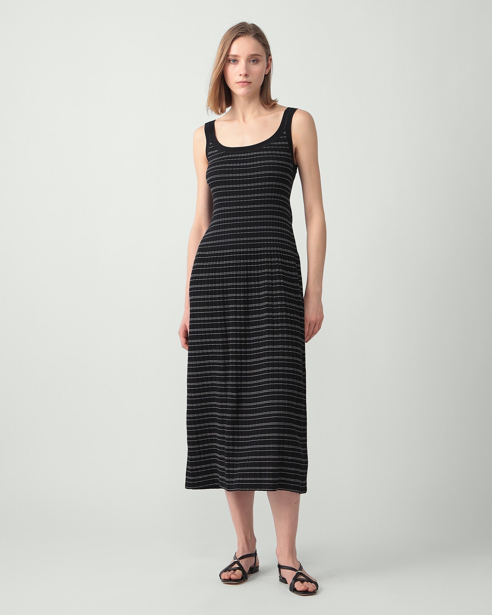 Theory Bleecker Cotton Striped Flare Dress