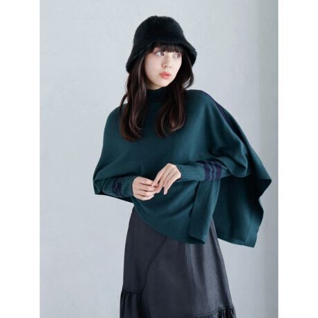 LADYMADE ケープセットラインリブニット