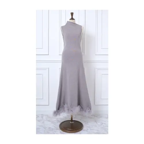 MISTREASS Feather Hem Knit Dress