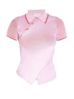 Stella McCartney Cutaway hem ribbed-knit polo shirt