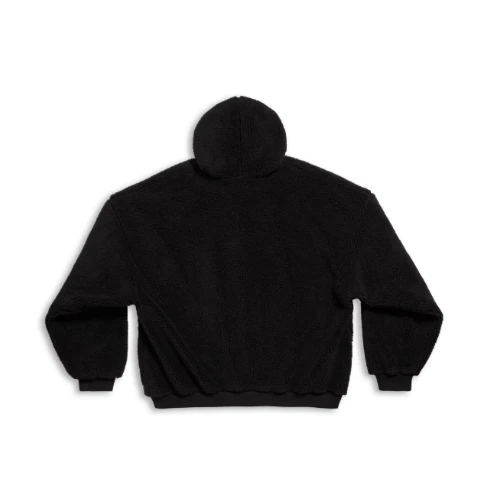 Balenciaga OUTERWEAR ZIP-UP HOODIE OVERSIZED IN BLACK