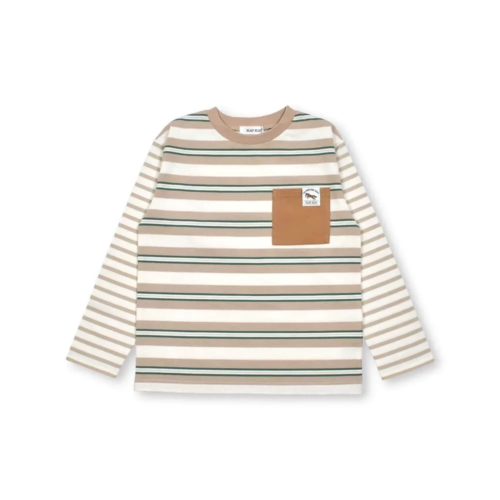 SLAP SLIP 袖配色ボーダー切り替えTシャツ