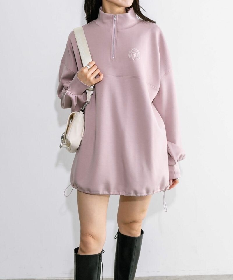 OLIVE des OLIVE 春のおでかけ配色ラインハーフZIPチュニック