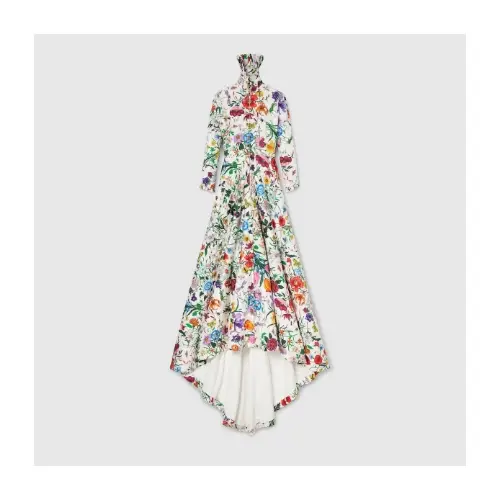 GUCCI Printed quilted twill long dress