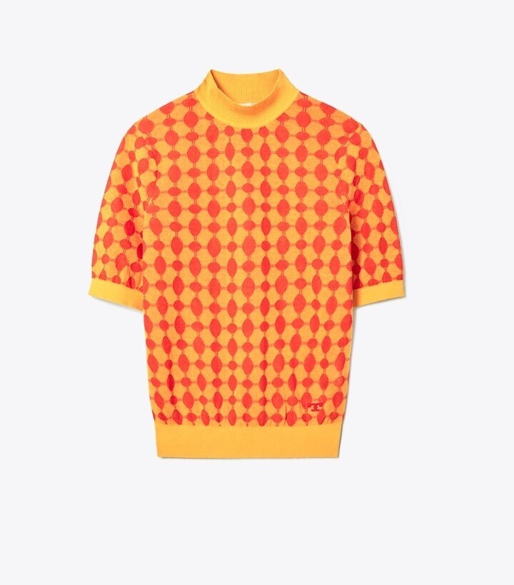 TORYBURCH JACQUARD KNIT MOCK-NECK