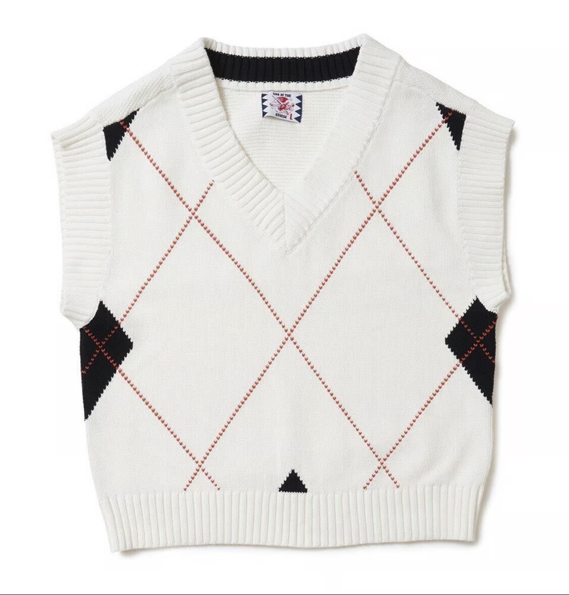SON OF THE CHEESE Argyle Vest ( WHITE )