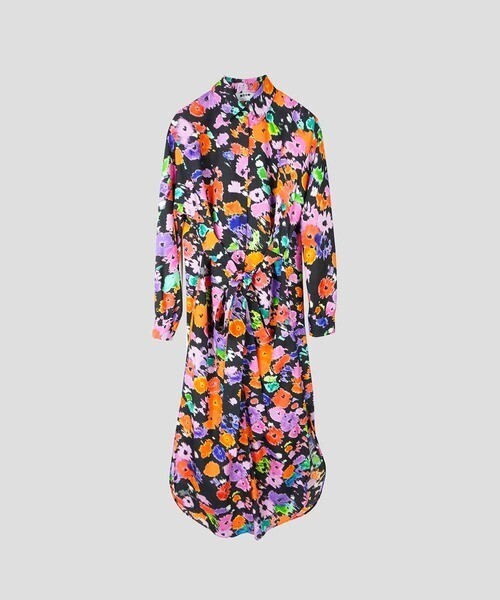 MSGM POP BRUSHED FLOWERS プリントシャツワンピース