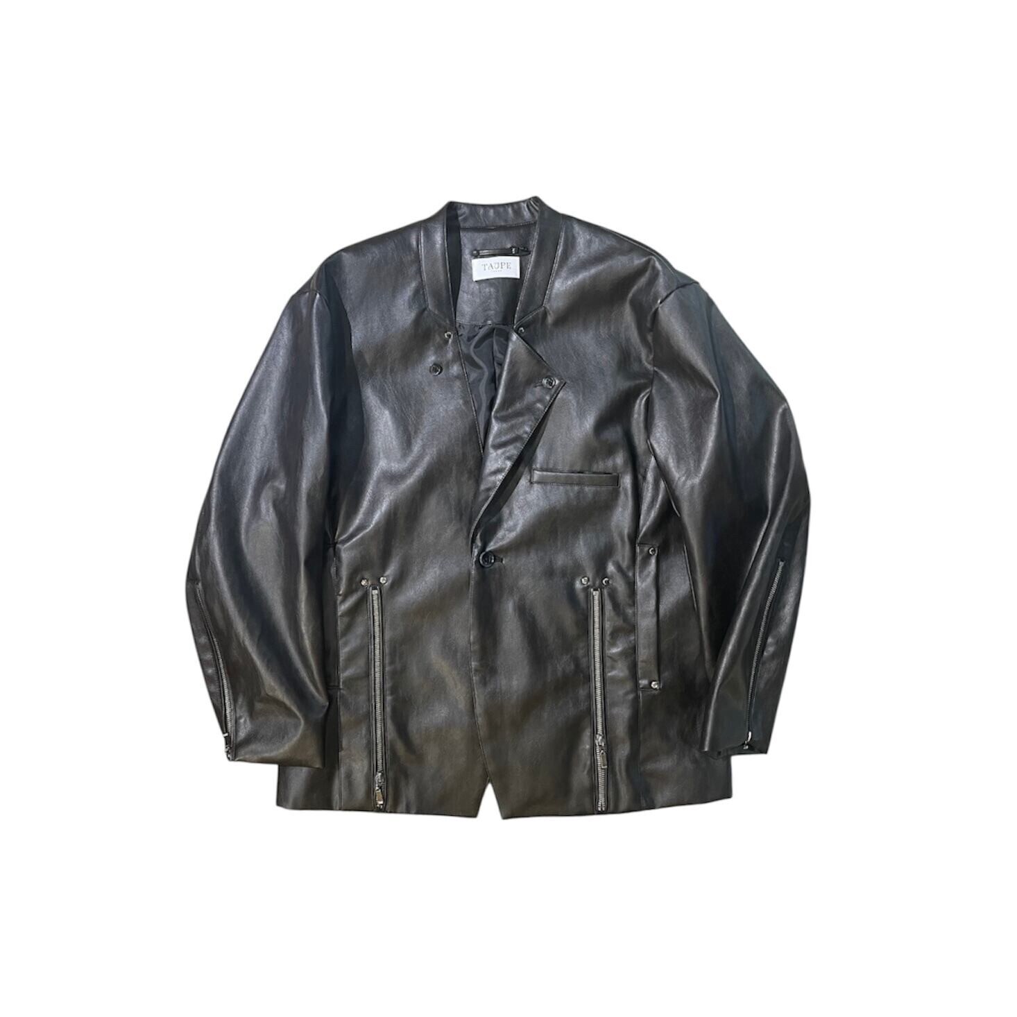 TAUPE STUDS E LEATHER half jacket / black