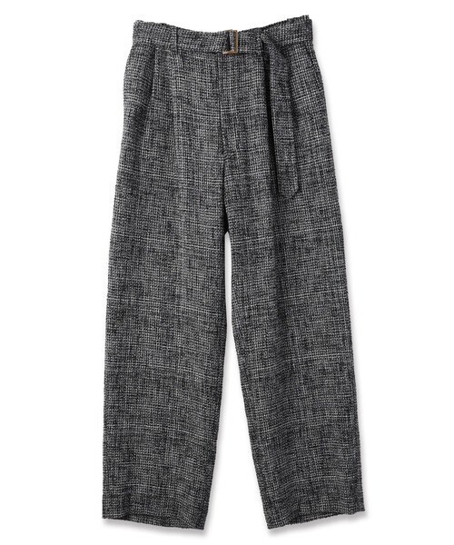 CULLNI Butcher Tweed 2 Tuck Wide Pants with Long Belt
