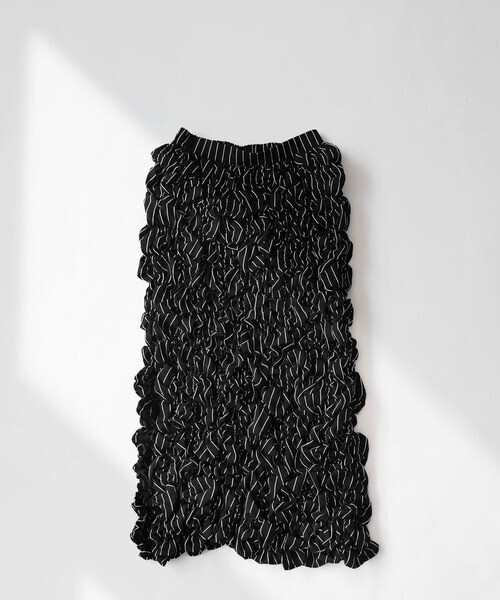 antiqua ストライプ柄シャーリングスカート