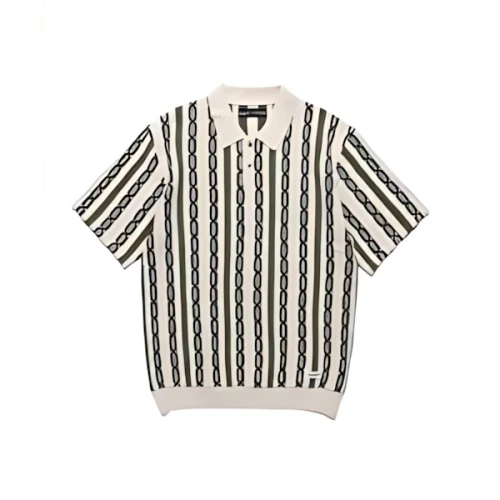 WACKO MARIA STRIPED JACQUARD SUMMER KNIT POLO SHIRT