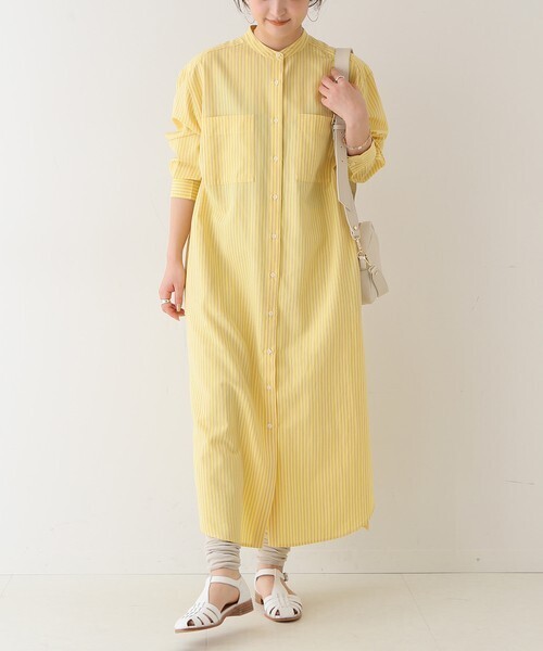 SLOBE IENA マルチストライプシャツワンピース