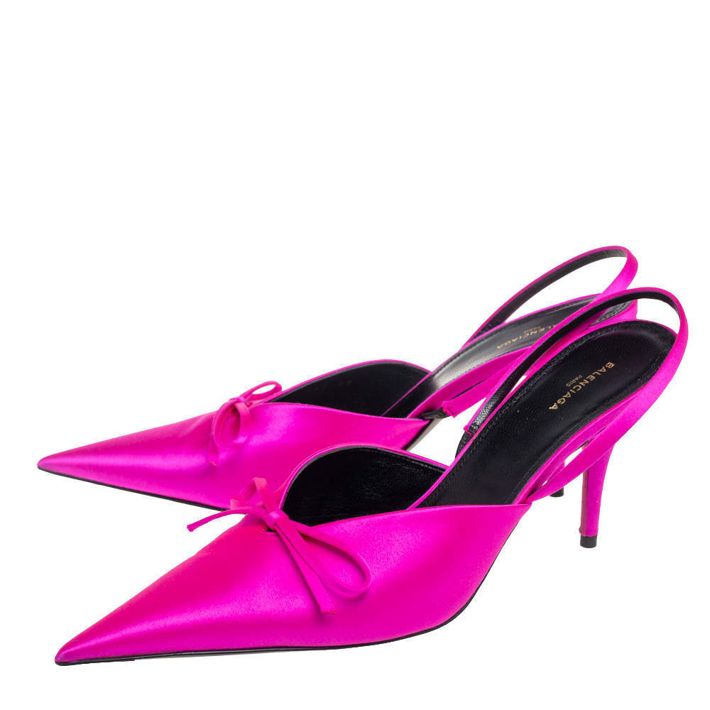Balenciaga Satin Knife Slingback Mule Sandal