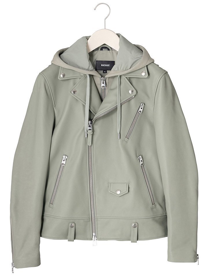 MACKAGE MAGNUS-CN デタッチャブルフード レザーライダース