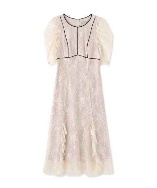 JILLSTUART バイカラーラッフルレースドレス