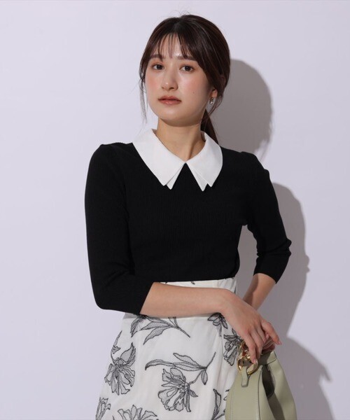 Rirandture 衿付き７分袖ニット