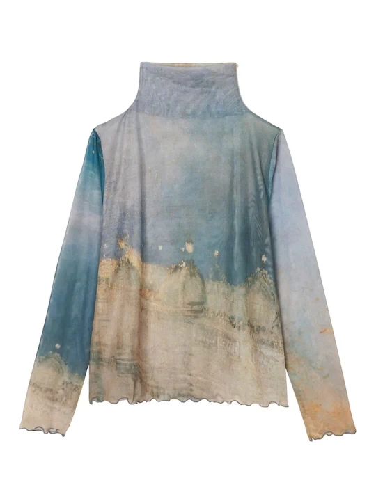 sahara High Neck Sheer Top / 01Burning