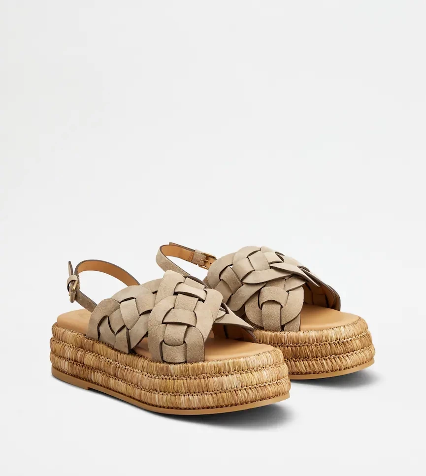 TOD'S スエード プラットフォーム サンダル