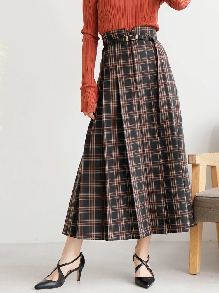 LADYMADE チェックワイドプリーツＳＫ