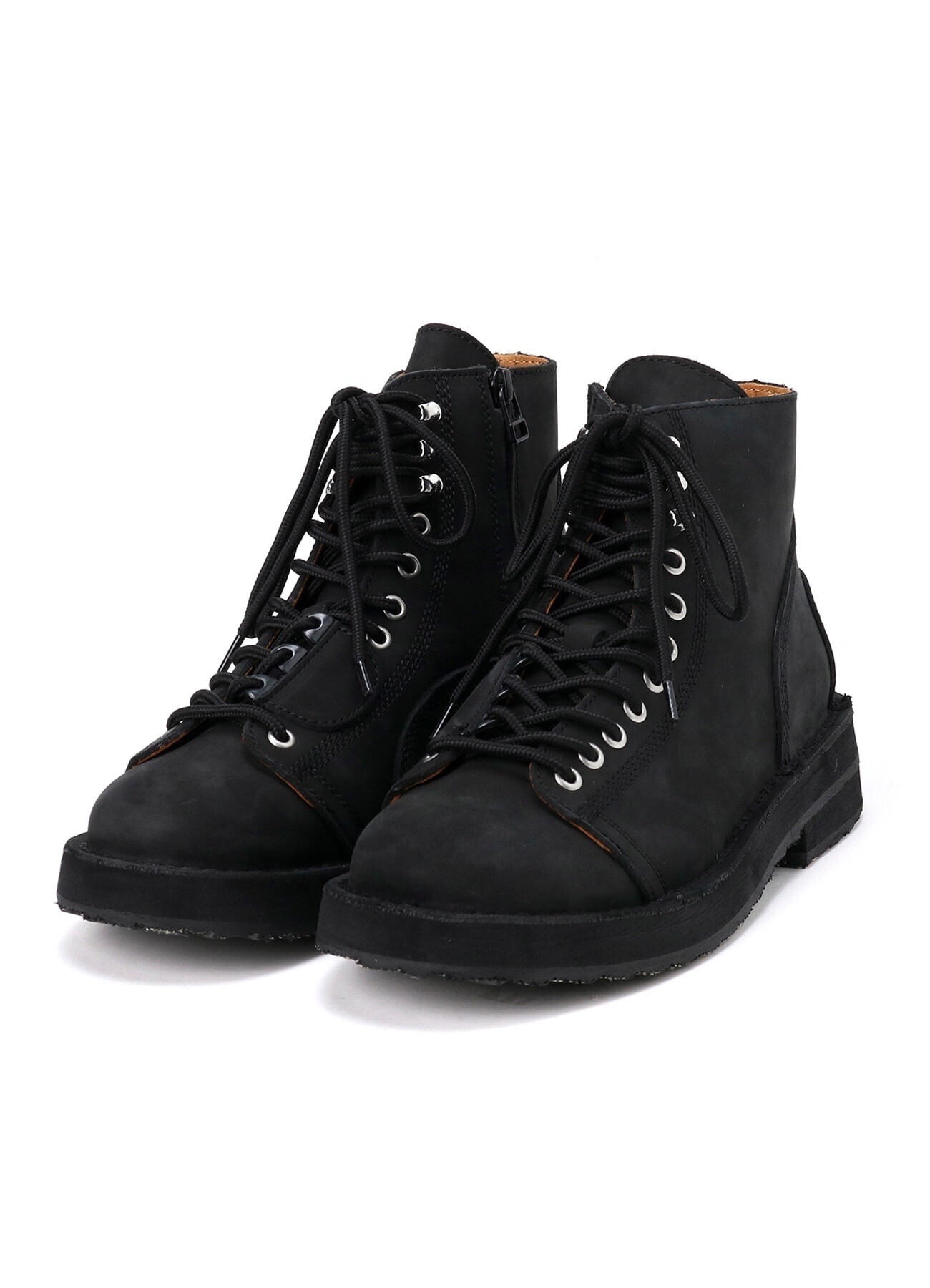 Yohji Yamamoto POUR HOMME MAT SMOOTH LEATHER ZIP BIKER BOOTS