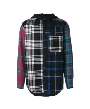Alexander Wang Wool Tartan Multi Combo Hooded Shirt