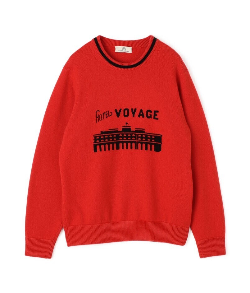 MAISON et VOYAGE カシミヤ ロゴ クルーネックプルオーバー