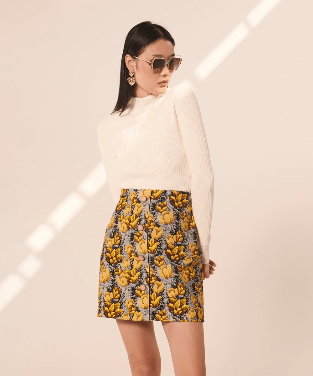 TARA JARMON Tulip wallpaper skirt