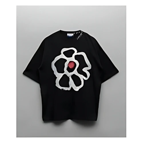 MAISON SPECIAL Flower Hand-Printed Oversized Stitched Crew Neck T-shirt
