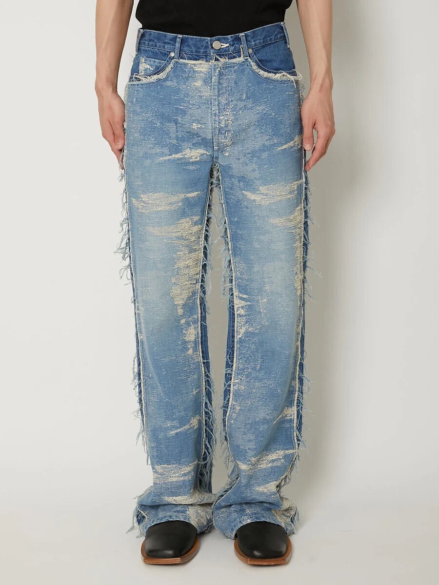 TAAKK TAAKK DENIM DESIGN FLARED PANTS BLEACH