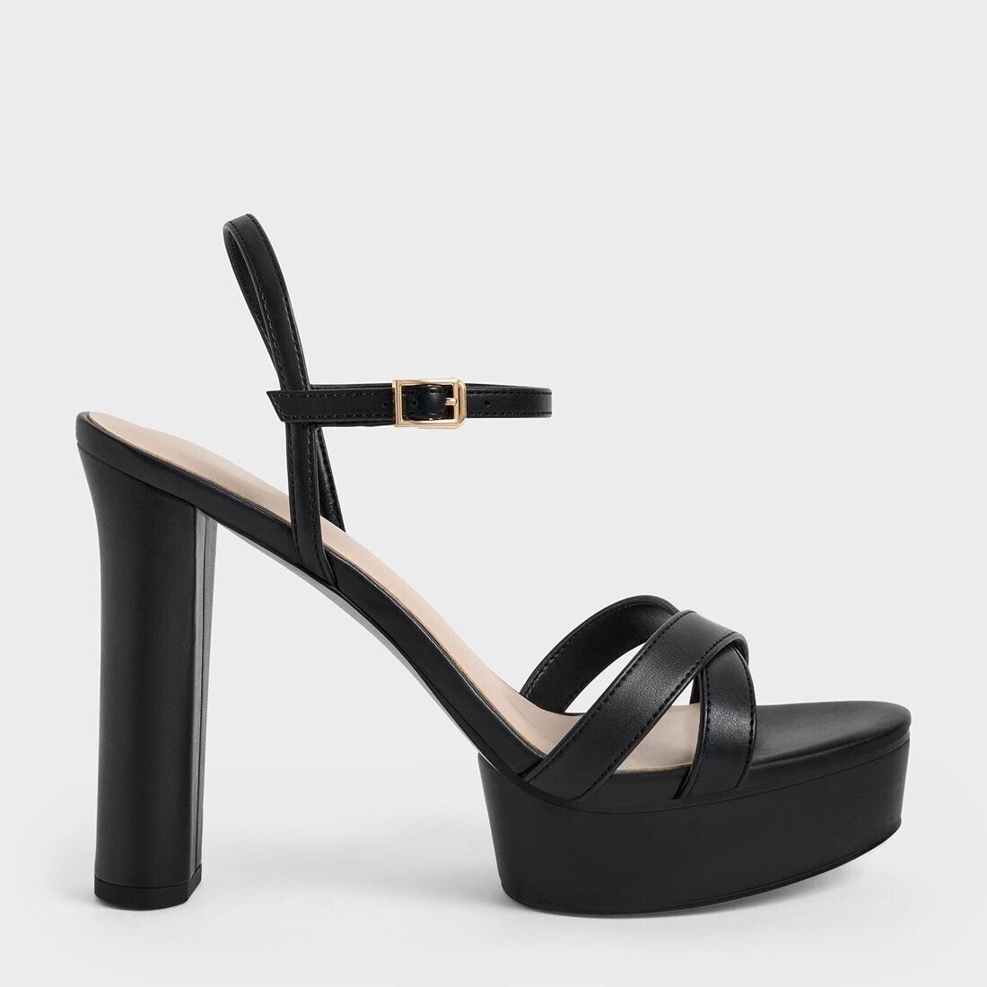 CHARLES & KEITH クロスオーバー プラットフォームサンダル 【再入荷】（Black）