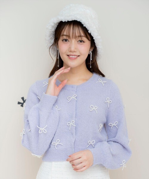 WILLSELECTION リボンパーツ付きカーディガン