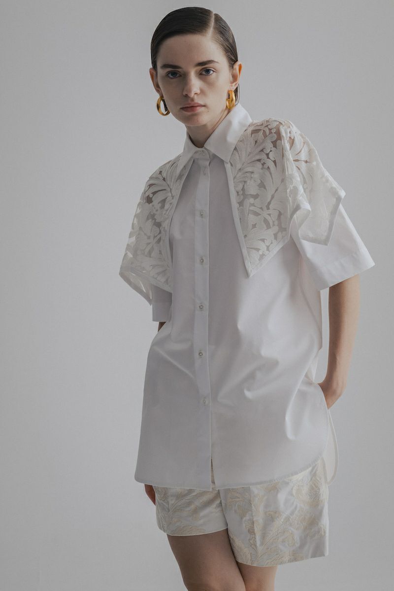 CINOH SUPIMA C/PE/PU HALF SLEEVE CAPE SHIRT
