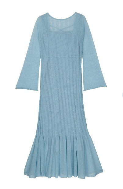 AMERI VINTAGE HEM FRILL WIDE RIB KNIT DRESS