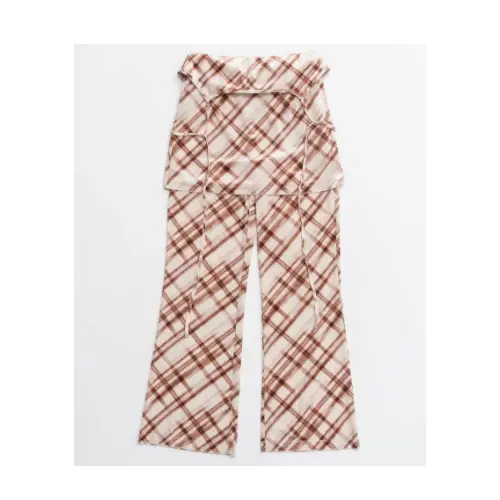 MAISON SPECIAL Multiway Layered Plaid Velour Pants