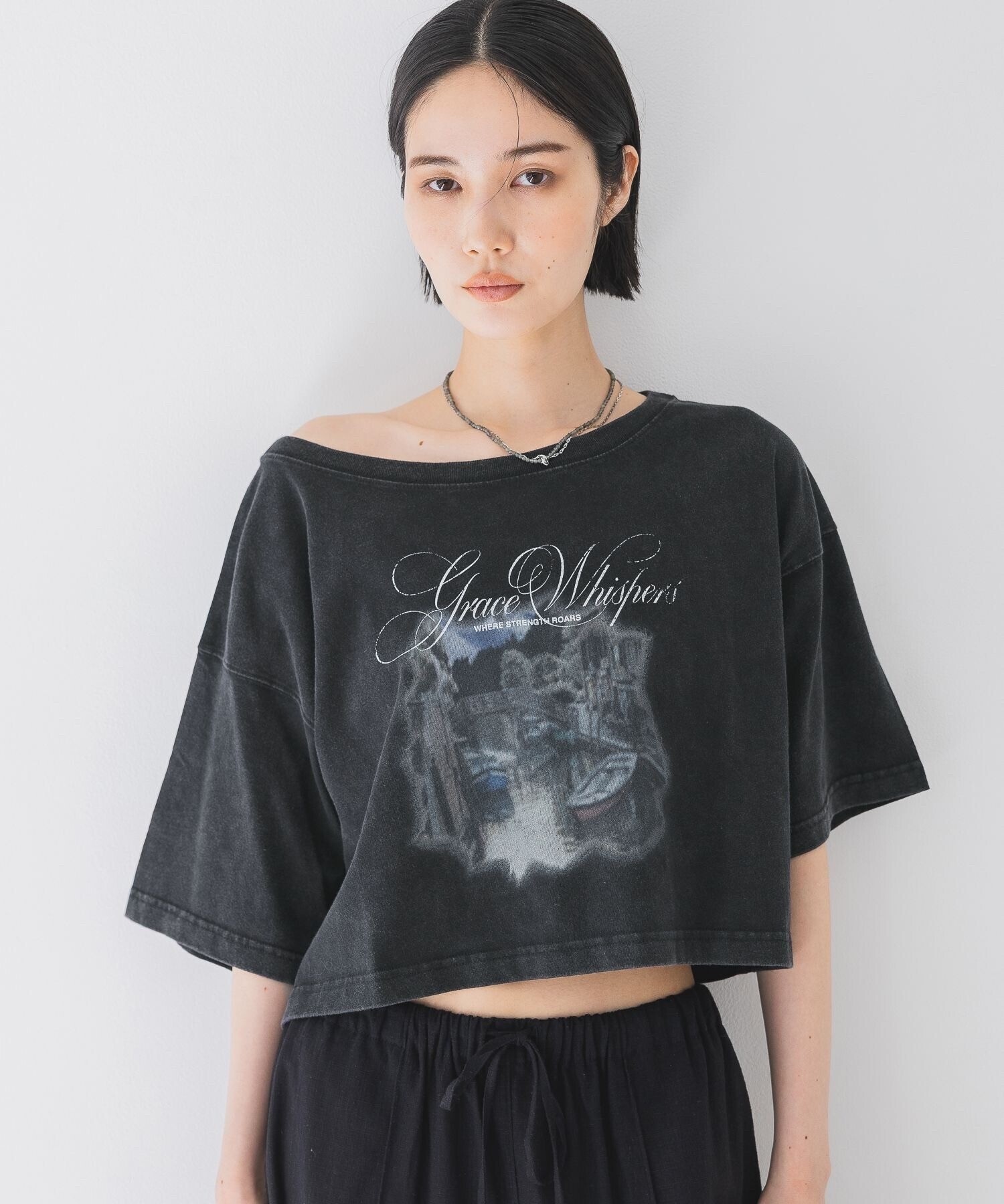 JEANASiS landscape ボートネックプリント TEE