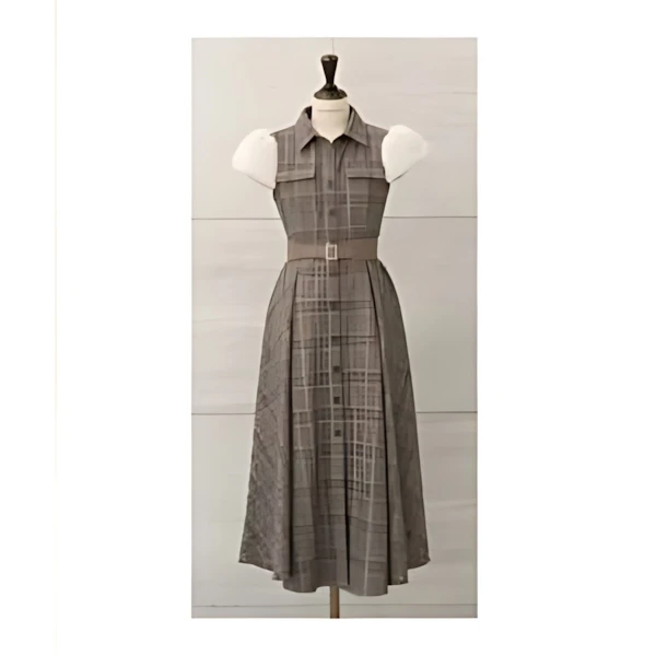 MISTREASS Fur Sleeve Plaid Shirt Dress
