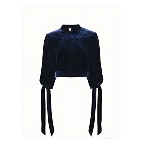 Chloé ベルベット製ギャザー クロップドトップス